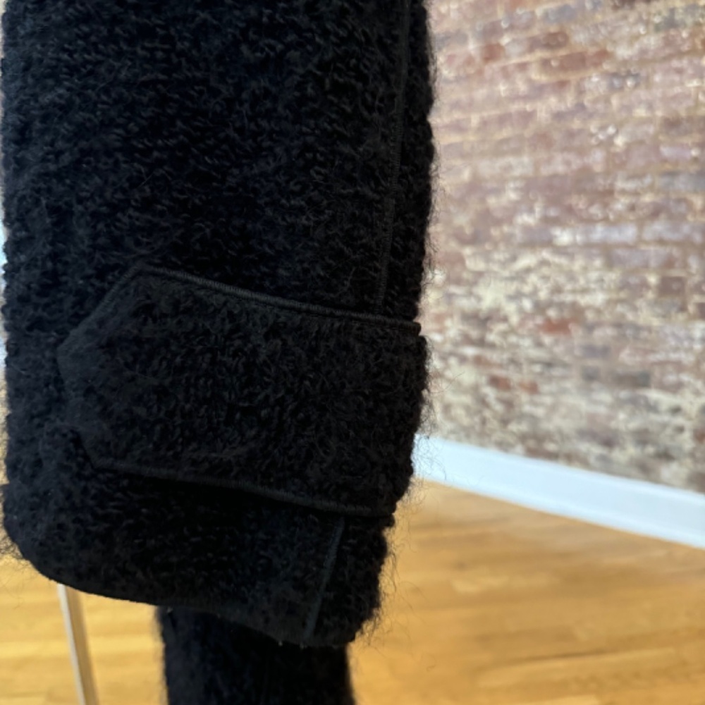 DOLCE & GABBANA - Black Wool/Mohair/Alpaca Coat with Leopard lining - Picture 8 of 15